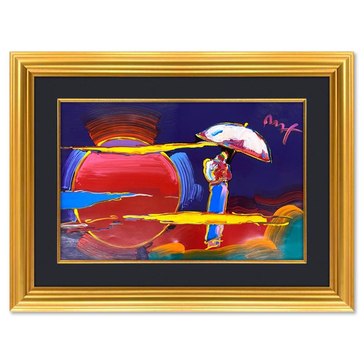 Peter Max, "New Moon 2" Framed One-of-a-Kind Mixed Media, Hand Signed with Registration Number Certifying Authenticity.
