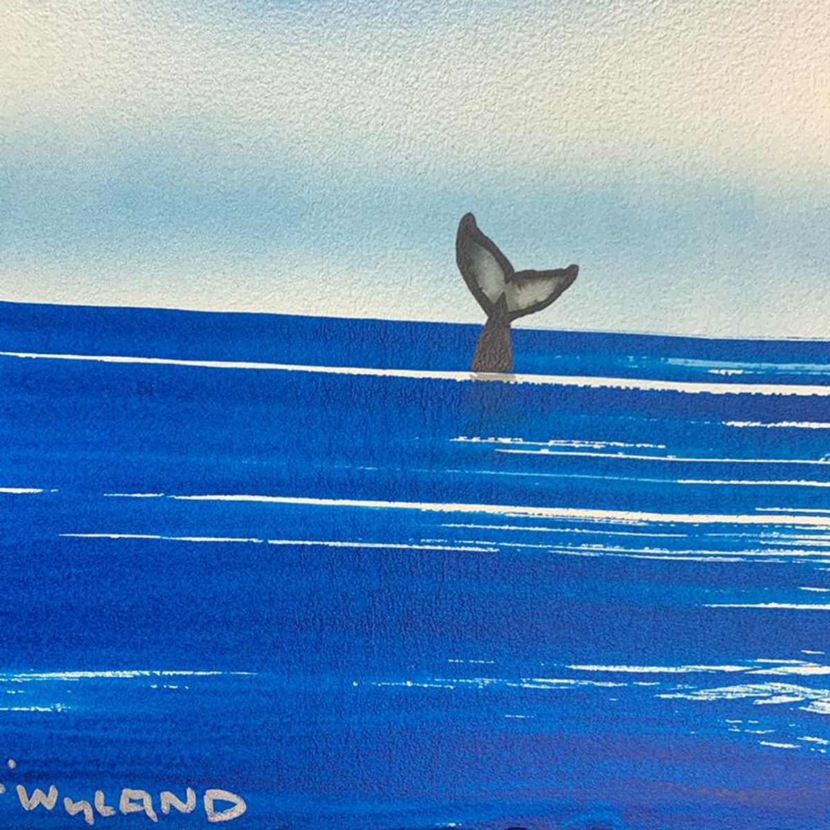 Wyland, "Fluke" Framed, Hand Signed Original Painting with Letter of Authenticity.