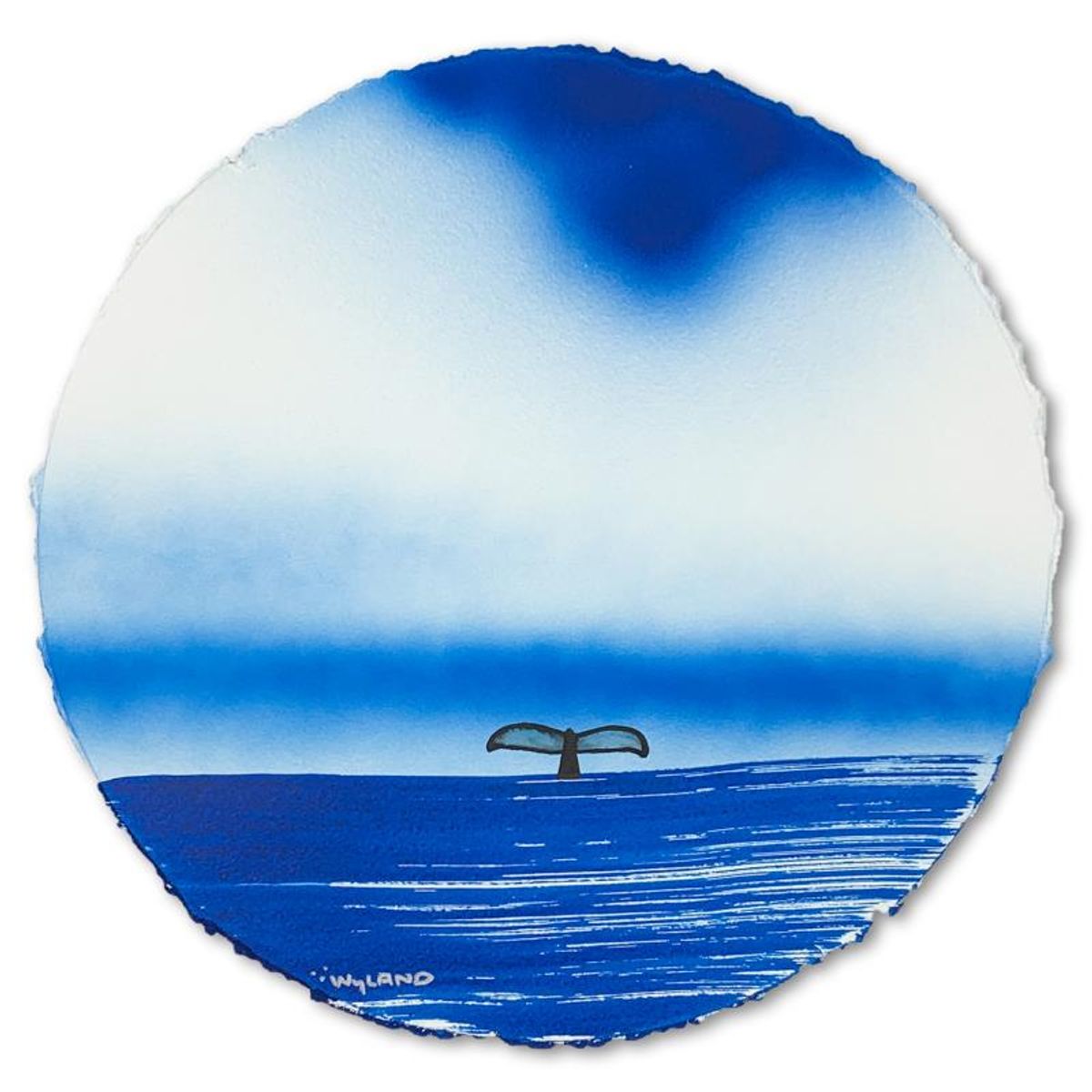 Wyland, "Fluke" Framed, Hand Signed Original Painting with Letter of Authenticity.