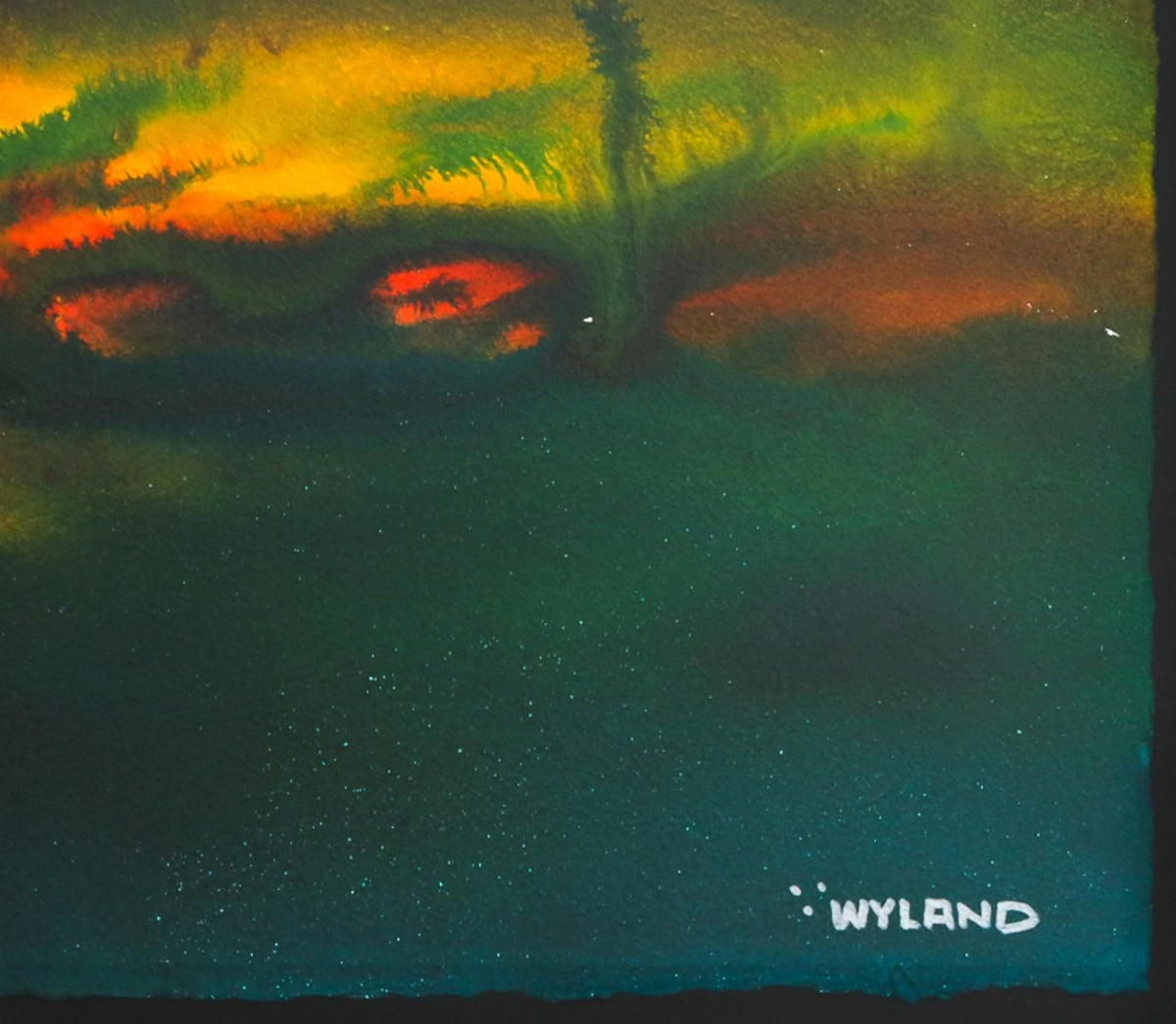 Wyland- Original Watercolor Painting on Deckle Edge Paper "Abstract"
