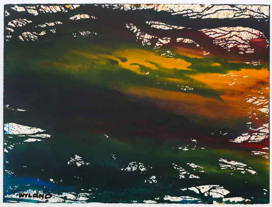 Wyland- Original Watercolor Painting on Deckle Edge Paper "Abstract"
