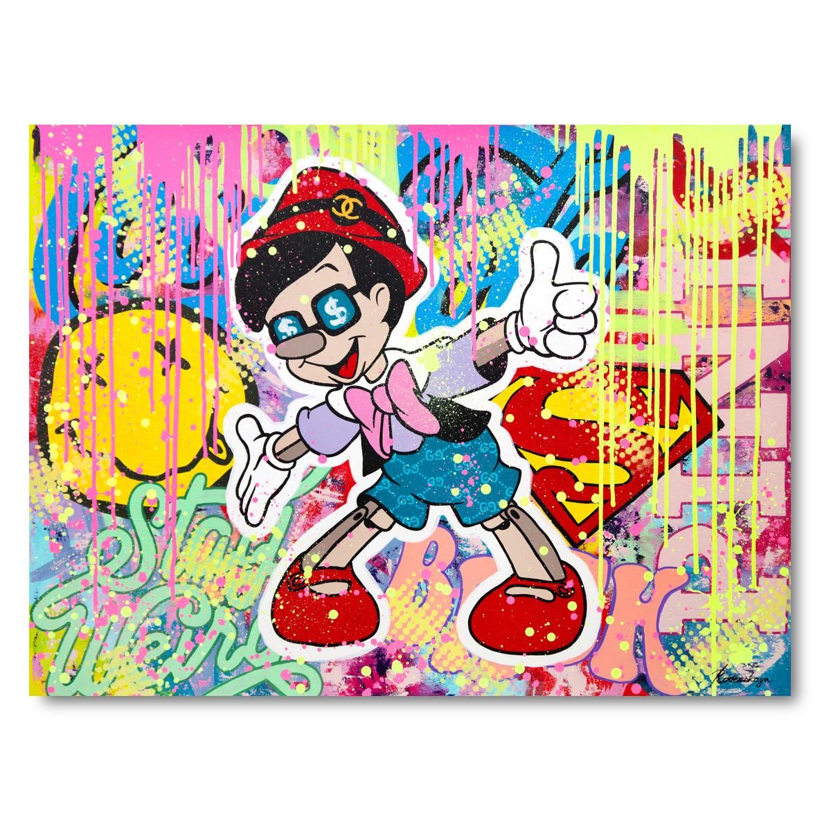 Nastya Rovenskaya- Original Oil on Canvas "Street Art Celebration"