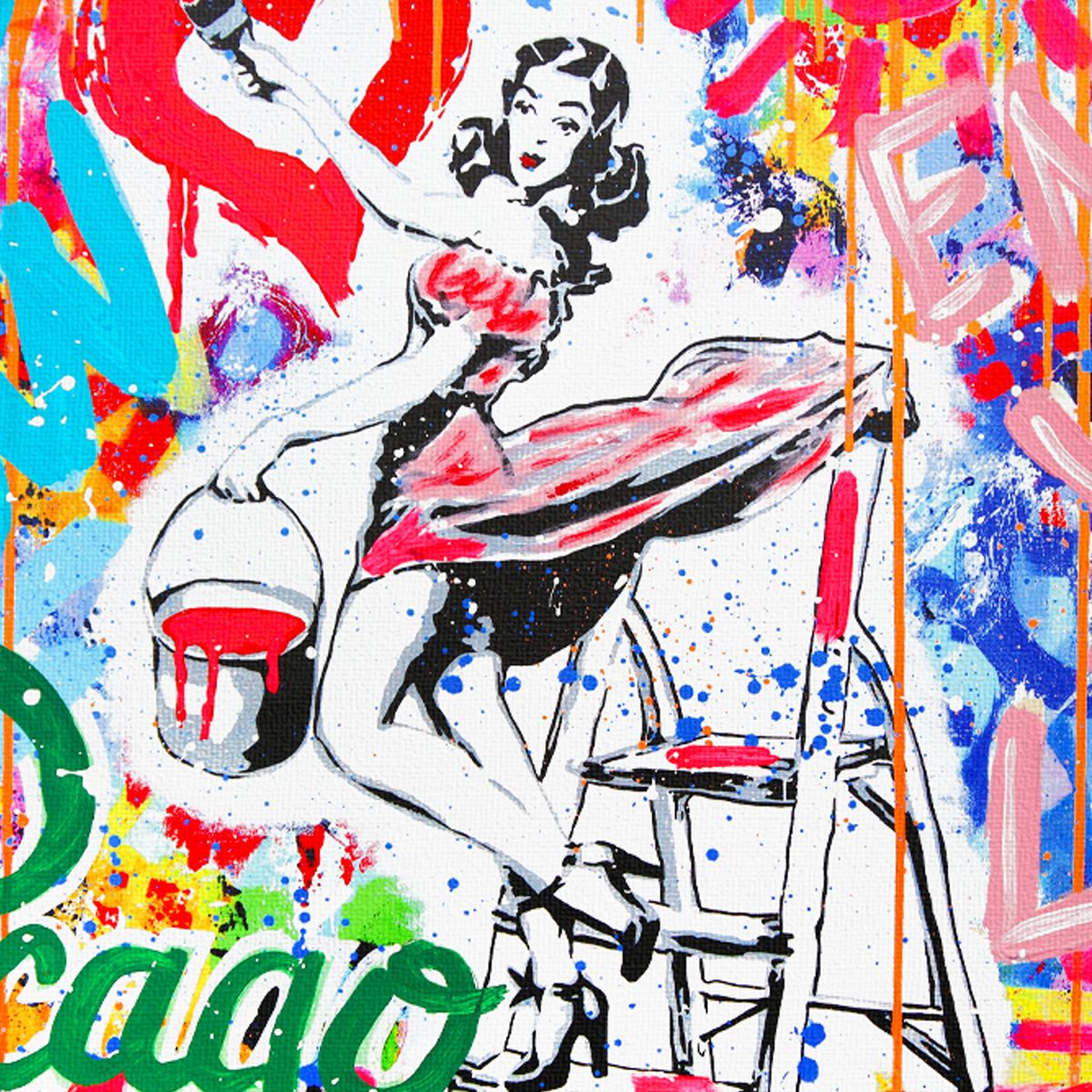 Nastya Rovenskaya- Mixed Media on Canvas "Love in Full Blast"