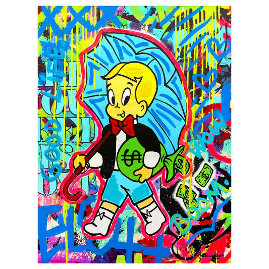 Nastya Rovenskaya- Mixed Media on Canvas "Saint of Neon Light"