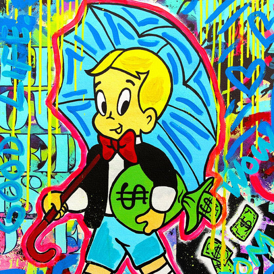 Nastya Rovenskaya- Mixed Media on Canvas "Saint of Neon Light"