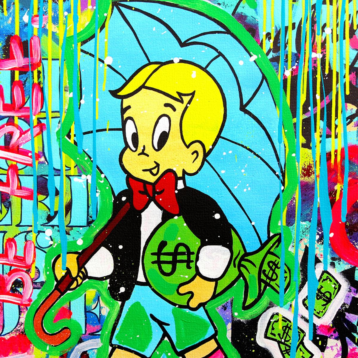 Nastya Rovenskaya- Mixed Media on Canvas "Saint of Neon Light"