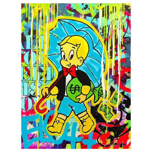 Nastya Rovenskaya- Mixed Media on Canvas "Saint of Neon Light"