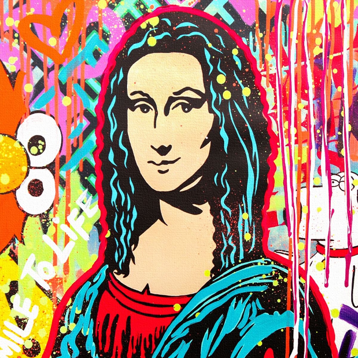 Nastya Rovenskaya- Mixed Media on Canvas "Mona Unmasked"