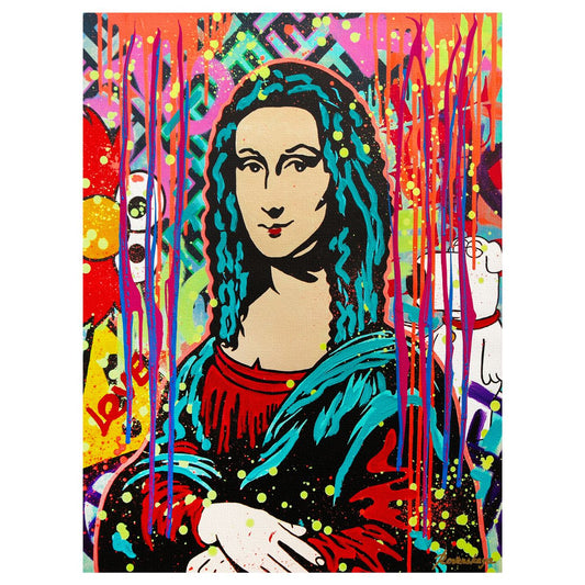 Nastya Rovenskaya- Mixed Media on Canvas "Mona Unmasked"