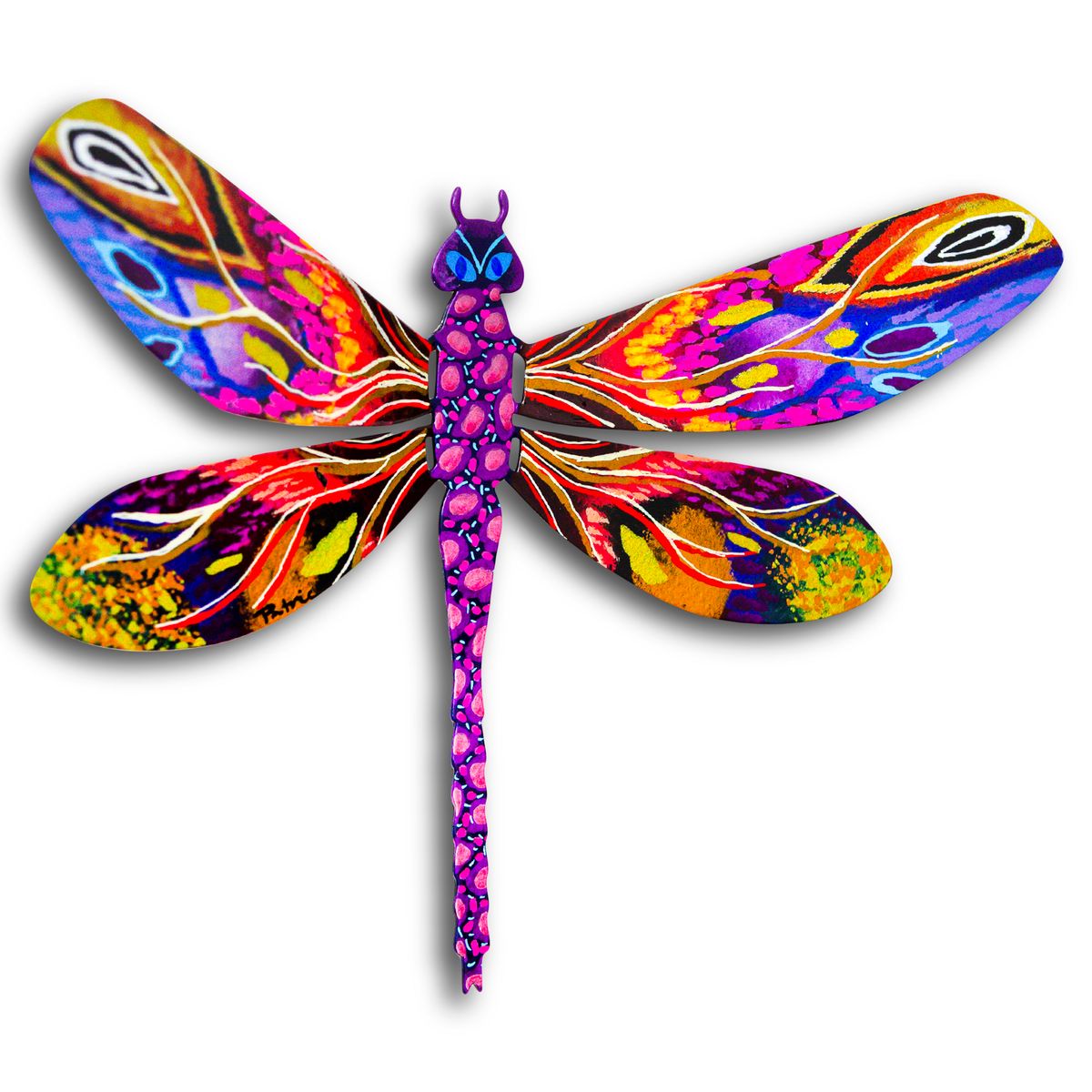 Patricia Govezensky- Original Painting on Cutout Steel "Dragonfly"