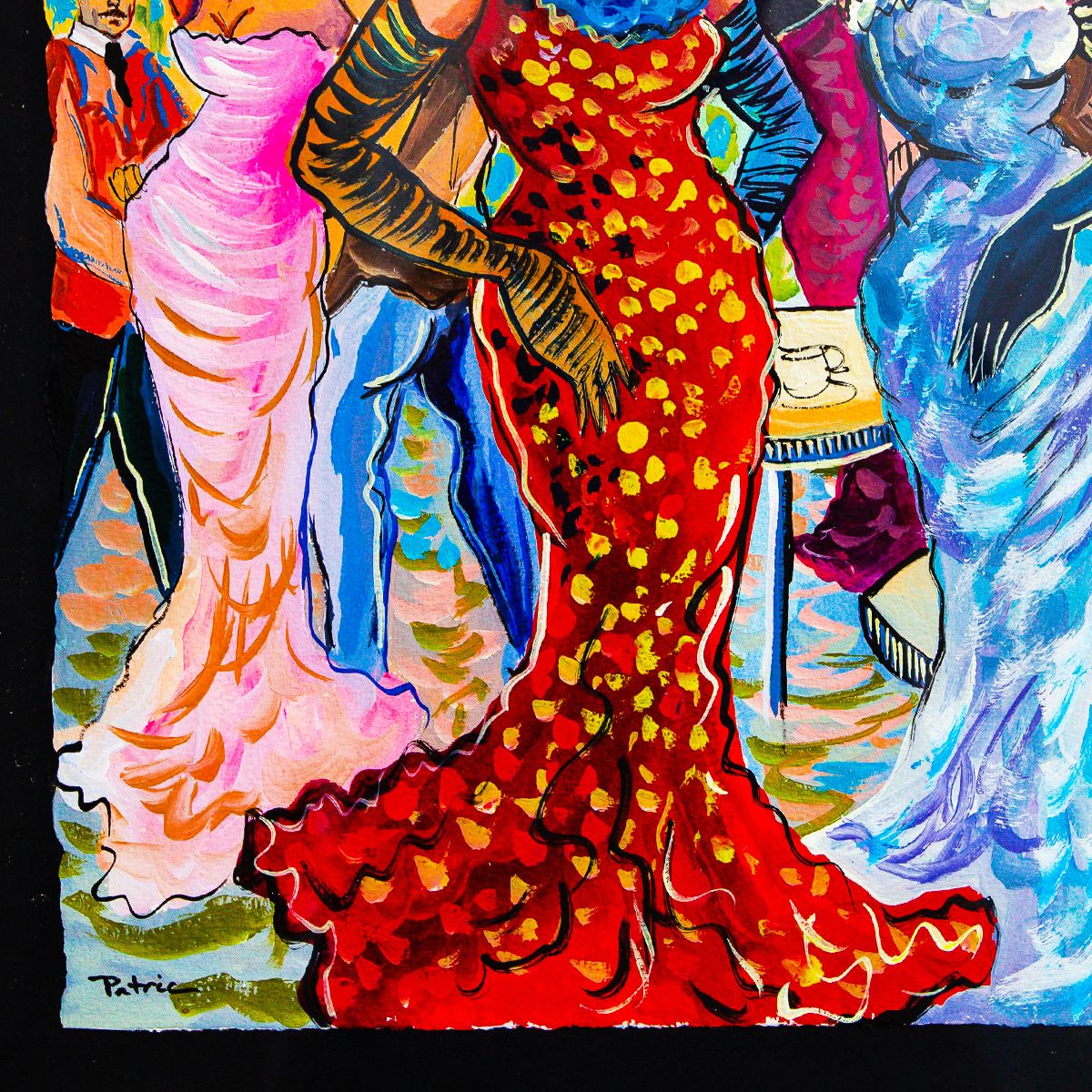 Patricia Govezensky- Original Watercolor with Hand Painted Frame "La Flore Elegance"
