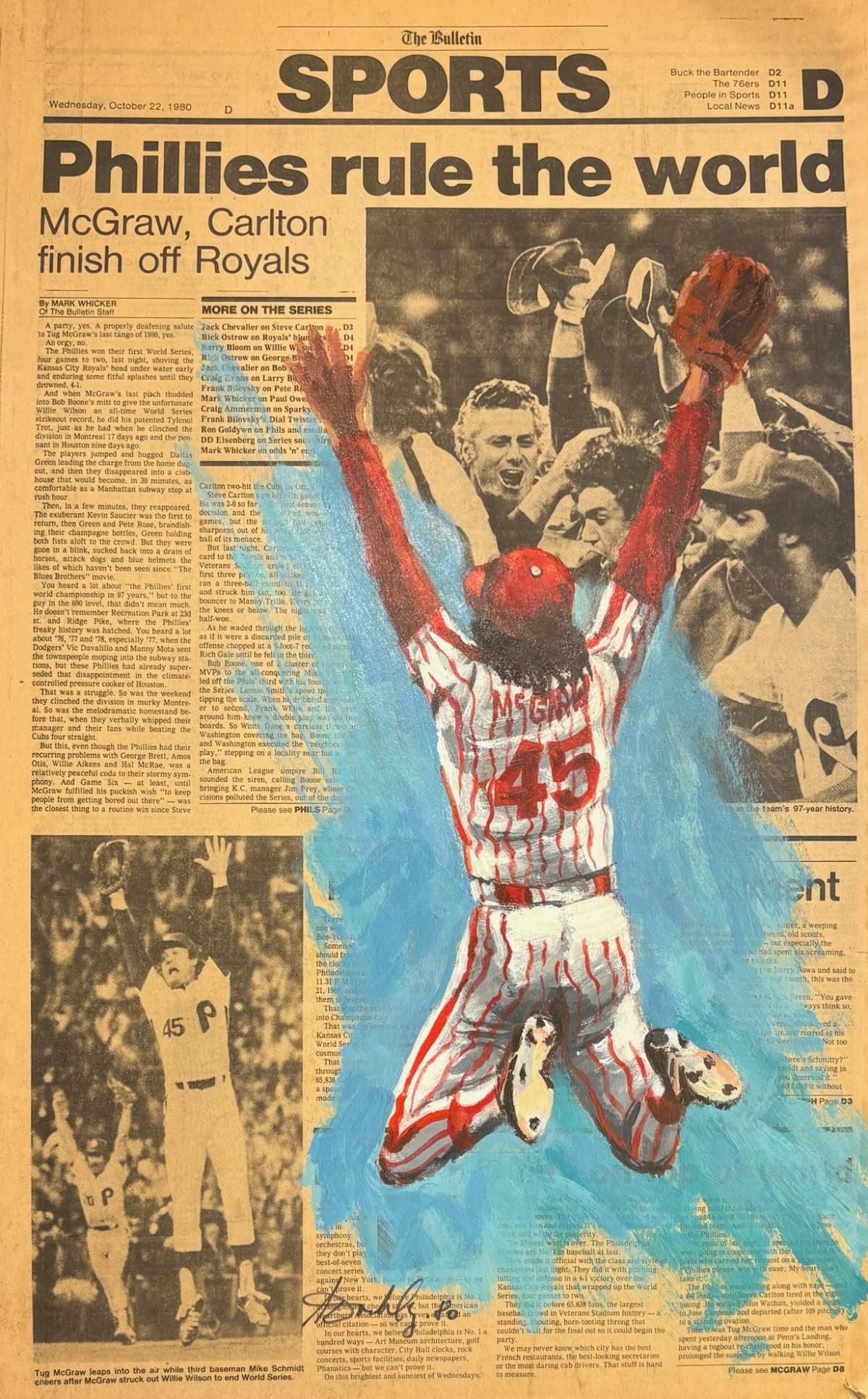 Myer Berkowitz- Original painting on vintage newspaper