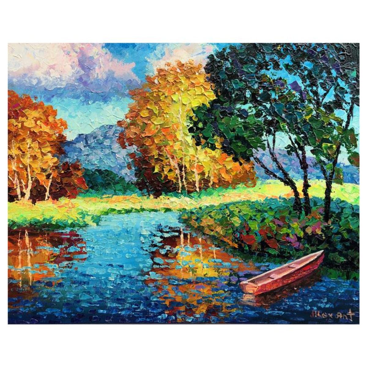 Alexander Antanenka, "Golden Foliage" Original Painting on Canvas, Hand Signed with Letter of Authenticity.