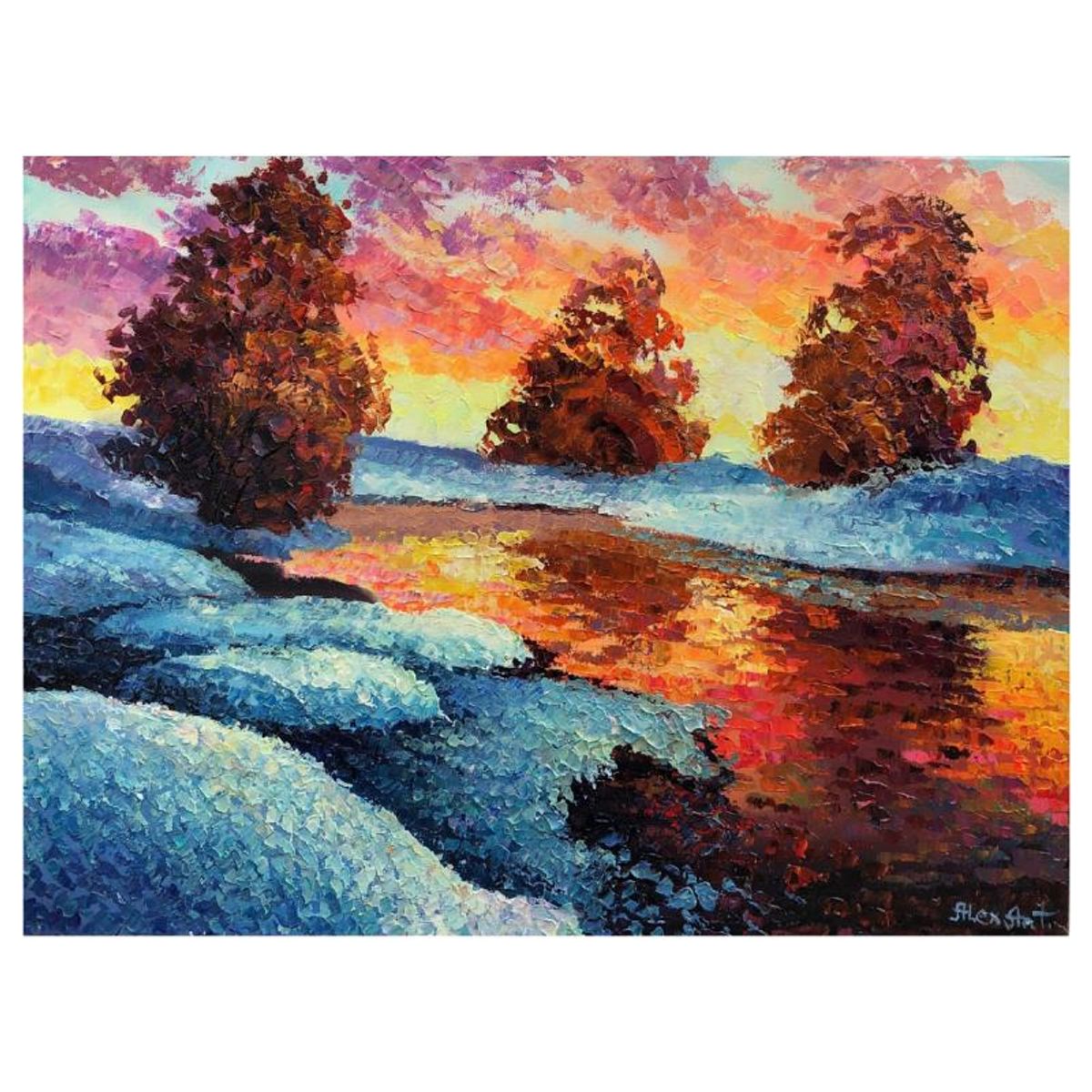 Alexander Antanenka, "Winter Paradise" Original Painting on Canvas, Hand Signed with Letter of Authenticity.