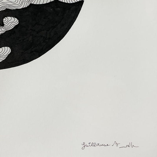 Guillaume Azoulay, "Sketch G" Framed Original Pen and Ink Drawing, Hand Signed with Letter of Authenticity