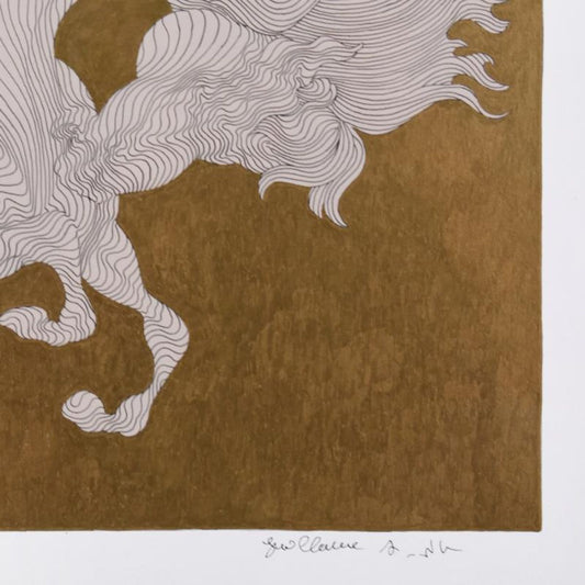 Guillaume Azoulay, "Preliminary Sketch IVSG" Framed Original Drawing with Hand Laid Gold Leaf, Hand Signed with Letter of Authenticity