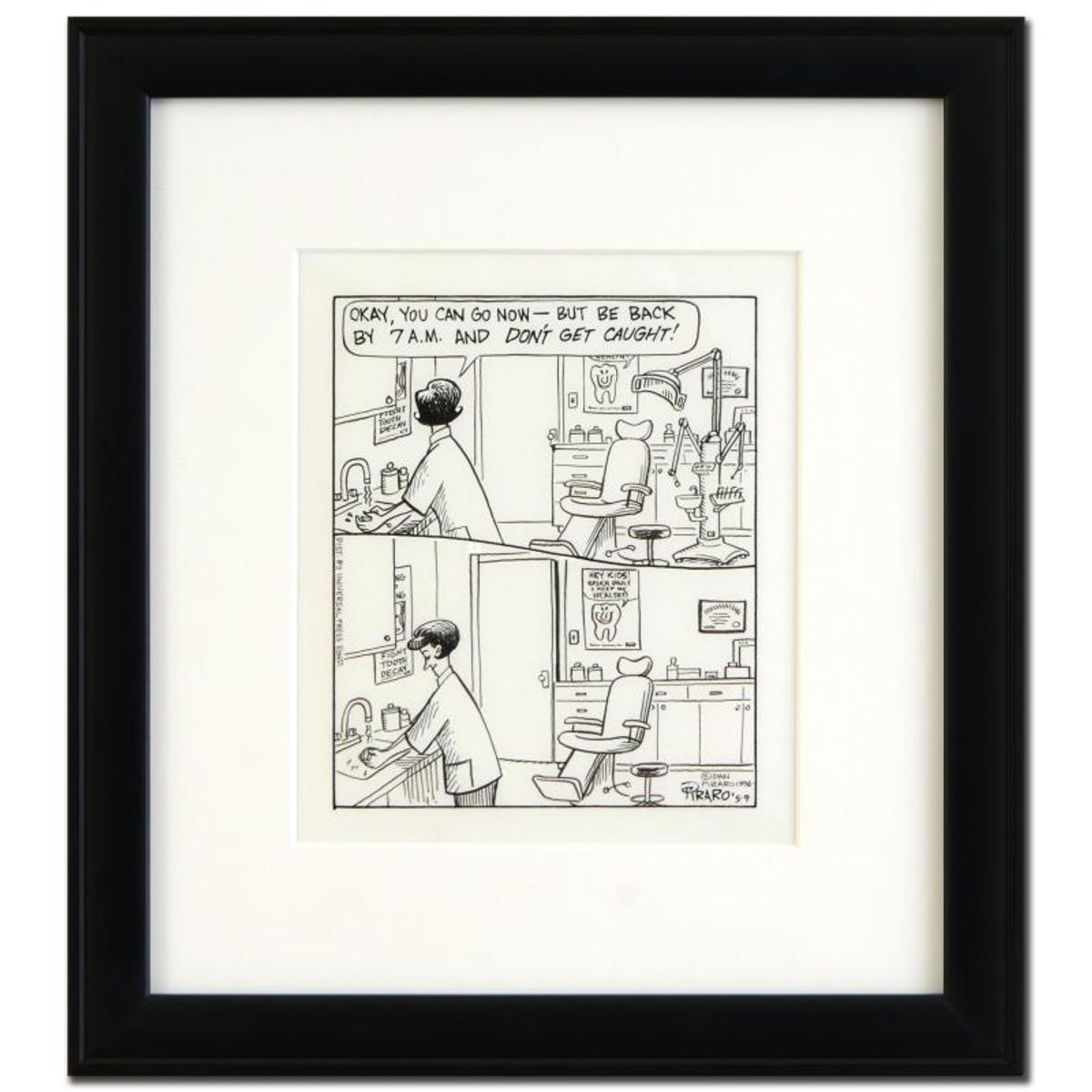 Bizarro, "Don't Get Caught" is a Framed Original Pen & Ink Drawing, by Dan Piraro, Hand Signed by the Artist with COA!
