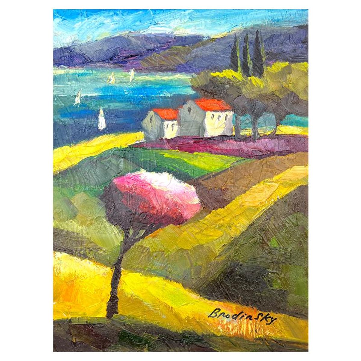 Slava Brodinsky Hand Signed Original Painting on Canvas with Letter of Authenticity.