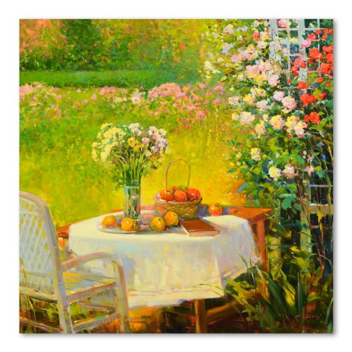 Ming Feng, "My Favorite Place" Original Oil Painting on Canvas, Hand Signed with Letter of Authenticity.