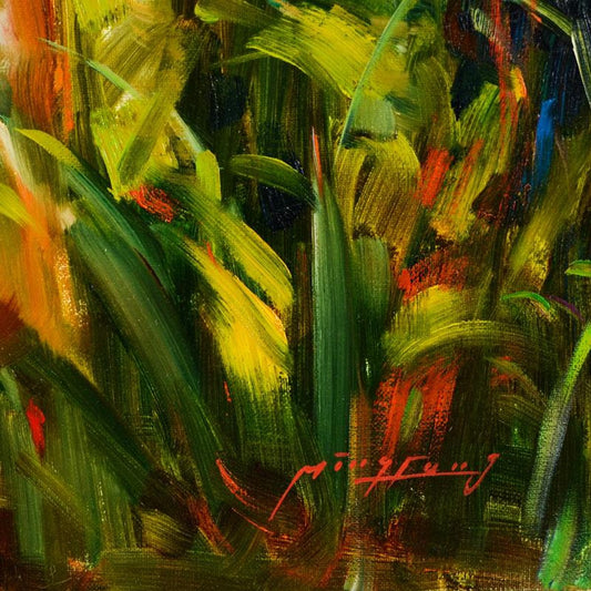 Ming Feng, "My Favorite Place" Original Oil Painting on Canvas, Hand Signed with Letter of Authenticity.