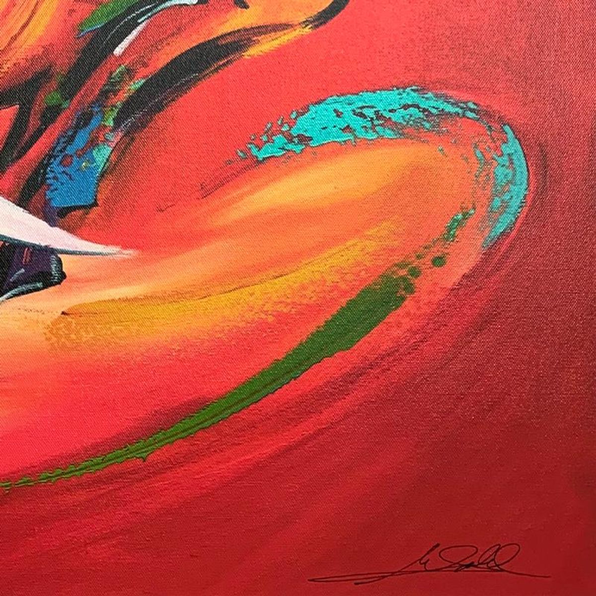 Alfred Gockel, "Coloured Bull" Hand Signed Limited Edition on Canvas with Letter of Authenticity.