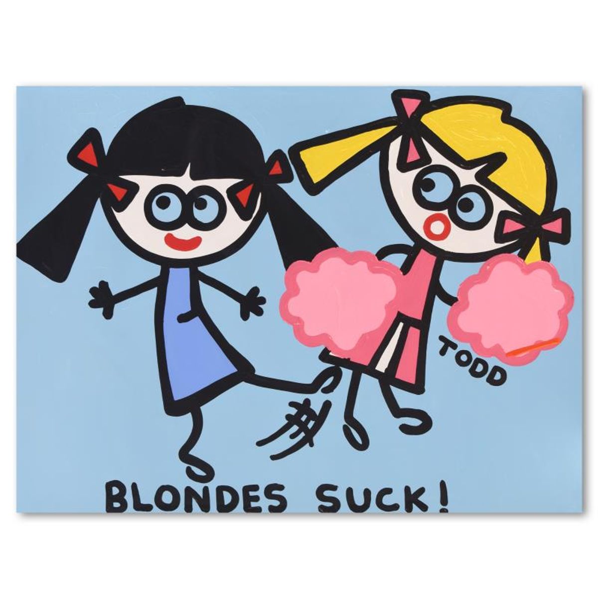 Todd Goldman, "Blondes Suck" Original Acrylic Painting on Gallery Wrapped Canvas (48" x 36"), Hand Signed with Letter of Authenticity.
