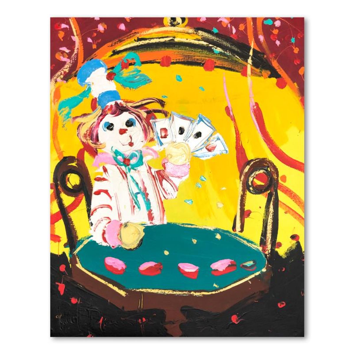 Paul Blaine Henrie (1932-1999), "Poker Face" Hand Signed Original Painting on Canvas (40"x30") with Letter of Authenticity.
