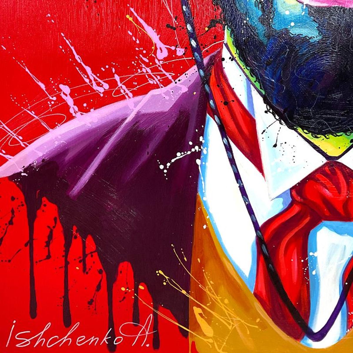 Alexander Ishchenko, "Django" Original Acrylic Painting on Canvas, Hand Signed with Letter Authenticity.