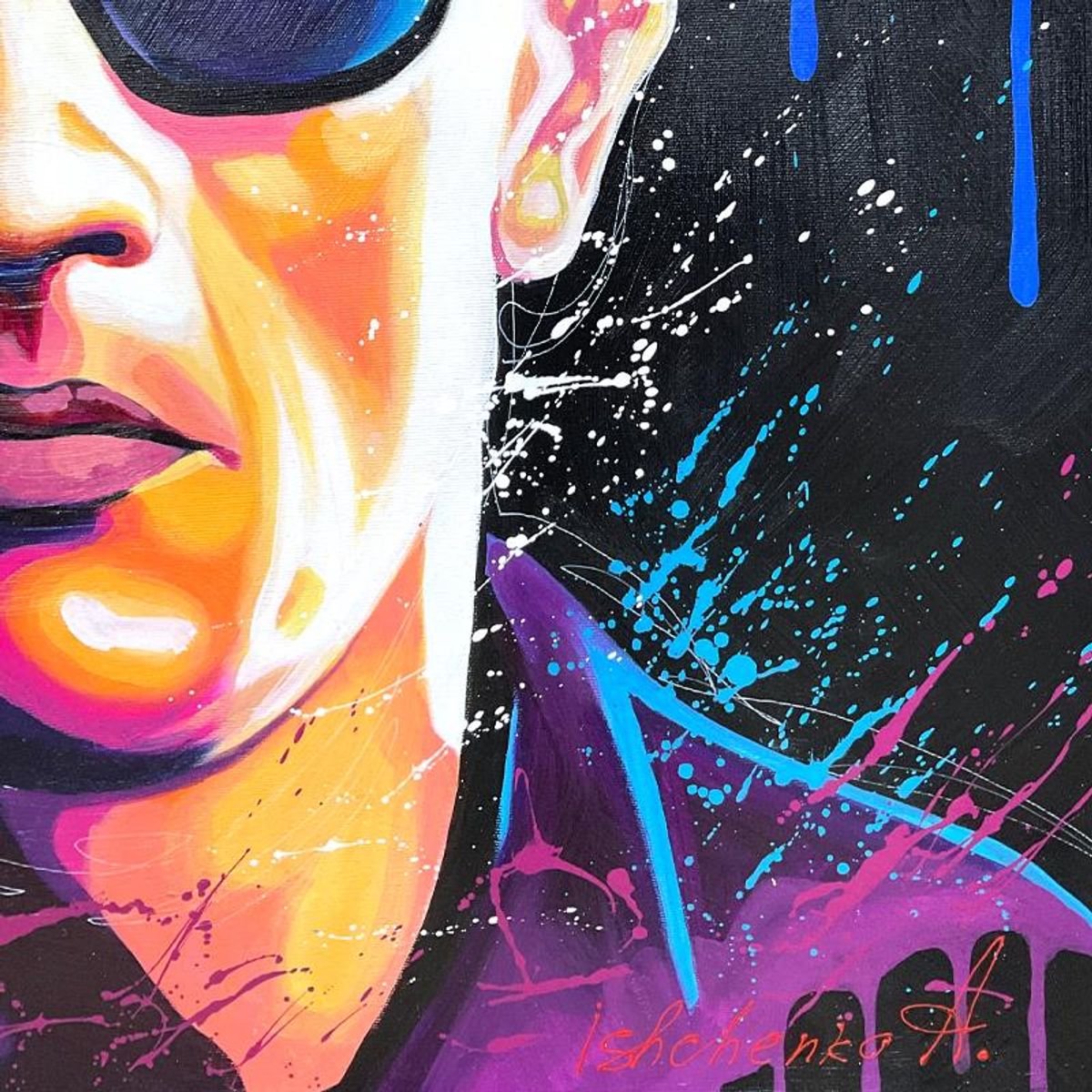 Alexander Ishchenko, "Terminator" Original Acrylic Painting on Canvas, Hand Signed with Letter Authenticity.