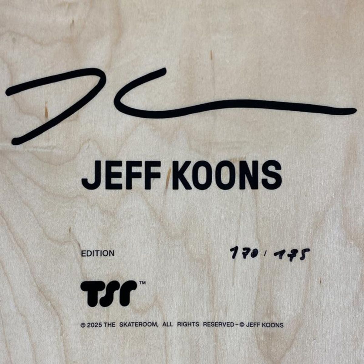 Jeff Koons, "Seated Ballerina" Framed Limited Edition Skateboard, Plate Signed with Letter of Authenticity.