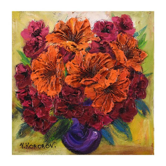 Yana Korobov, "Sunshine Dawn" Original Acrylic Painting on Canvas, Hand Signed with Letter Authenticity.