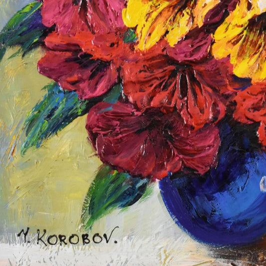 Yana Korobov, "Trueness of Feelings" Original Acrylic Painting on Canvas, Hand Signed with Letter Authenticity.