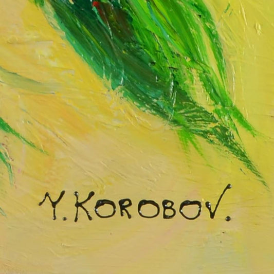 Yana Korobov, Original Acrylic Painting on Canvas, Hand Signed with Letter Authenticity.