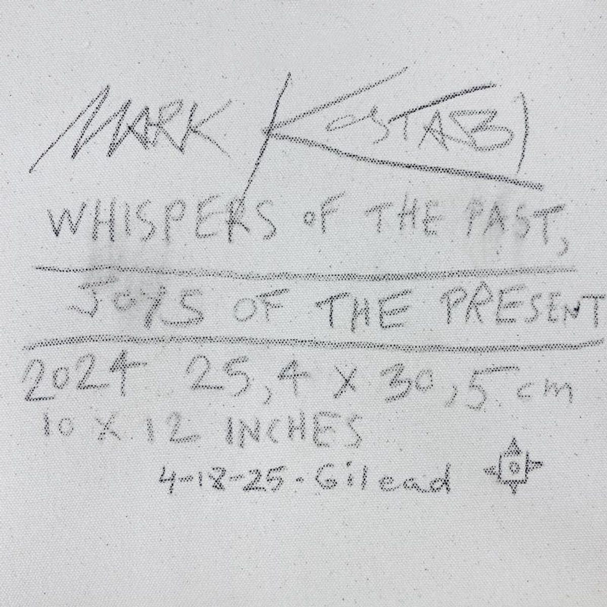 Mark Kostabi, "Whispers of the Past, Joys of the Future" Framed Original Oil Painting on Canvas, Hand Signed with a Certificate of Authenticity.