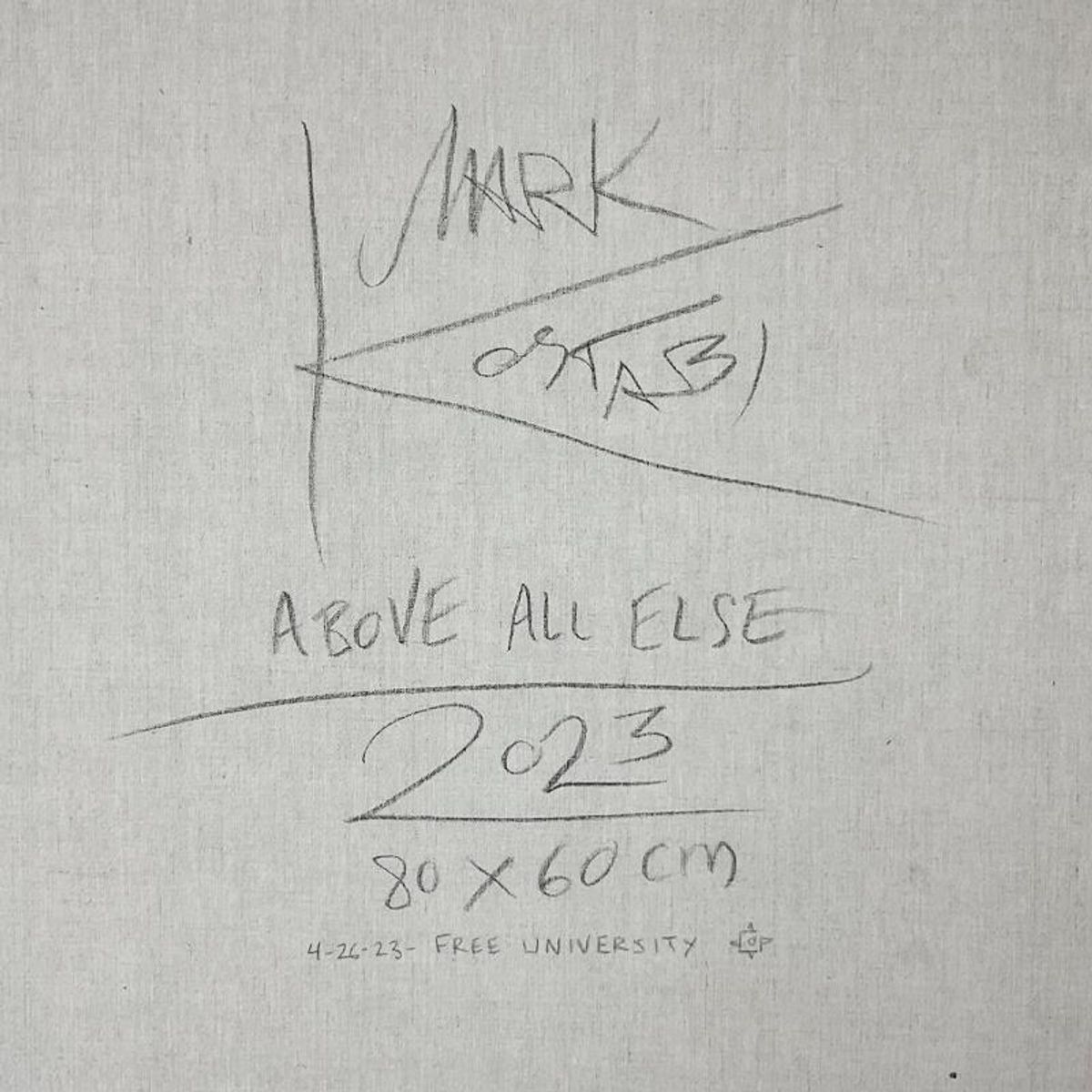 Mark Kostabi, "Above All Else" Framed Original Painting on Canvas, Hand Signed with Certificate of Authenticity.