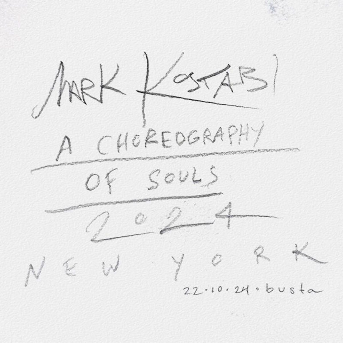 Mark Kostabi, "A Choreography of Souls" Framed Original Mixed Media Painting, Hand Signed with Certificate of Authenticity.