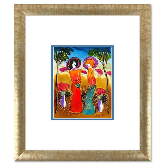 Moshe Leider, Framed Original Mixed Media Watercolor Painting, Hand Signed with Letter of Authenticity.