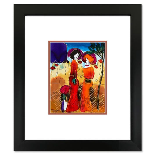 Moshe Leider, Framed Original Mixed Media Watercolor Painting, Hand Signed with Letter of Authenticity.