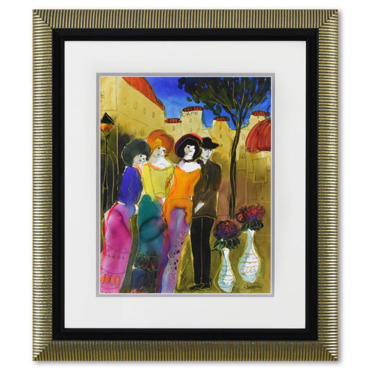 Moshe Leider, Framed Original Mixed Media Watercolor Painting, Hand Signed with Letter of Authenticity.