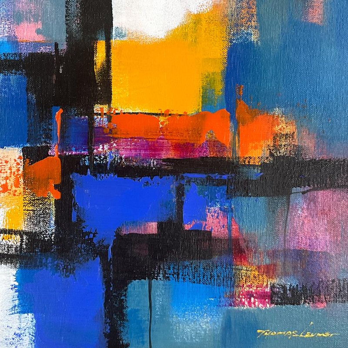 Thomas Leung, "View II" Original Acrylic Painting on Canvas Board, Hand Signed with Letter of Authenticity.