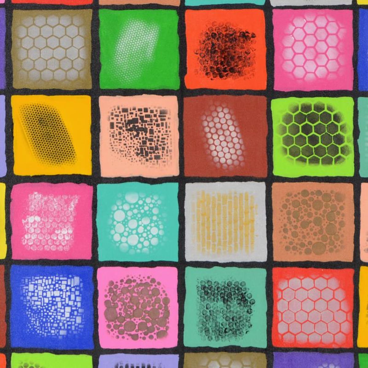 George Marlowe, "Patchwork" Hand Signed Original Acrylic Painting on Canvas with Letter of Authenticity.