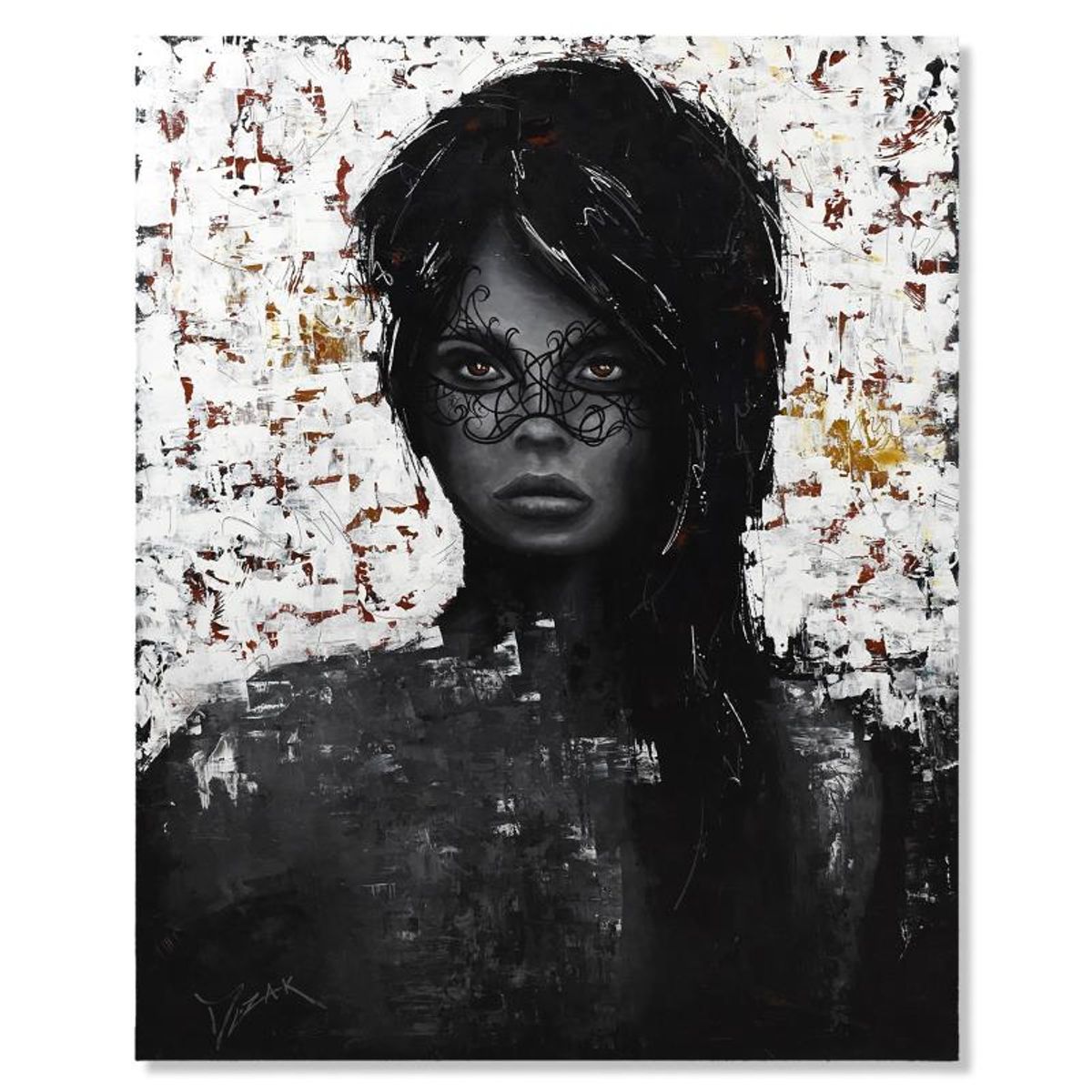 Trevor Mezak, "Zainna" Original Acrylic Painting on Canvas, Hand Signed with Letter Authenticity.