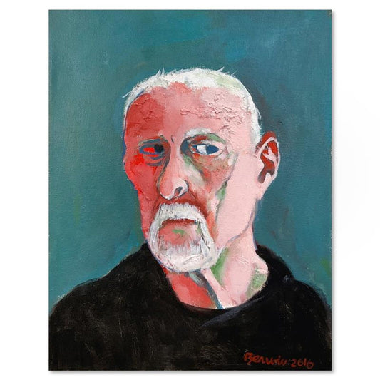 Milton Berwin (1925-2023), "Self Portrait" Original Painting on Canvas (14" x 11"), Hand Signed with Letter of Authenticity.