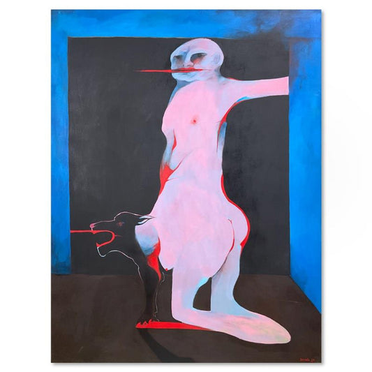 Milton Berwin (1925-2023), Original Painting on Canvas (60" x 48"), Dated 1987 and Hand Signed with Letter of Authenticity.