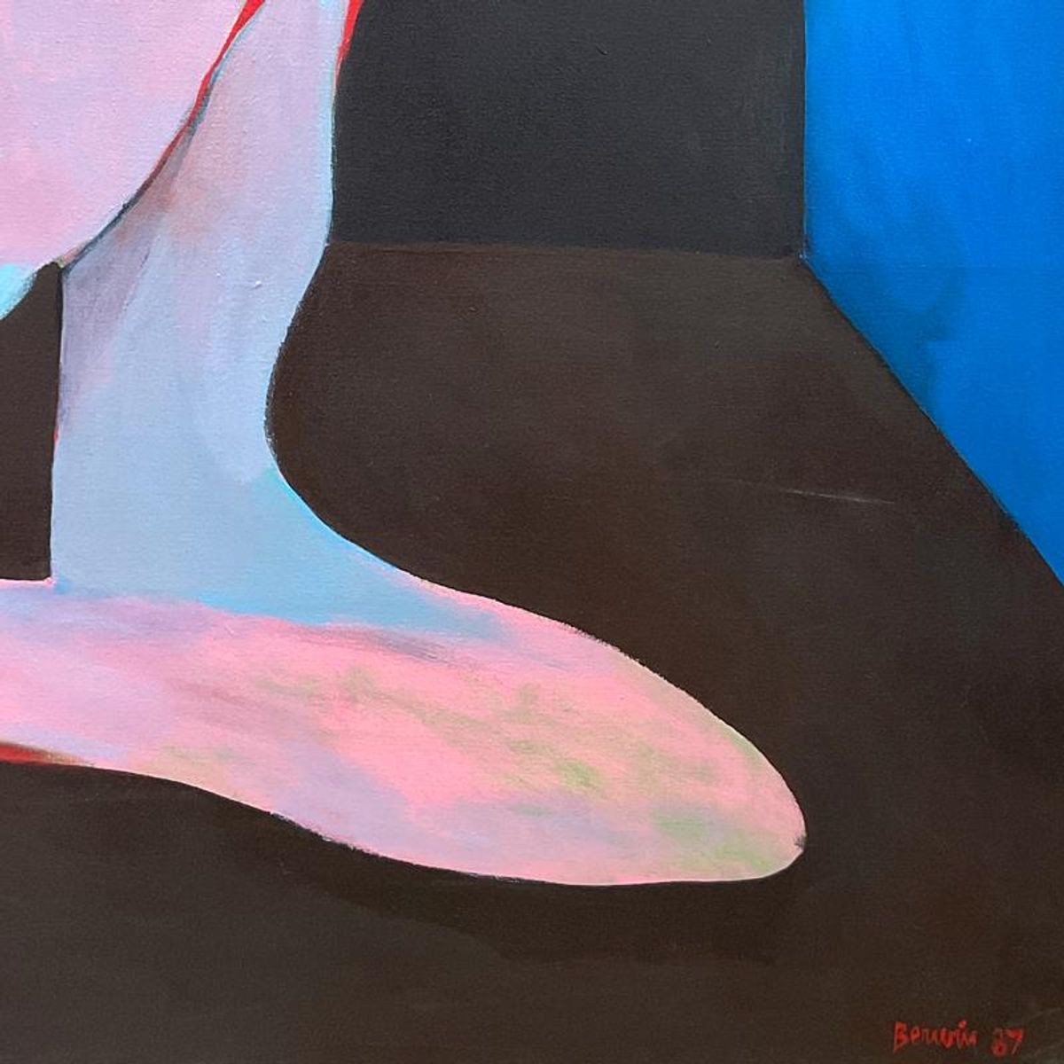 Milton Berwin (1925-2023), Original Painting on Canvas (60" x 48"), Dated 1987 and Hand Signed with Letter of Authenticity.