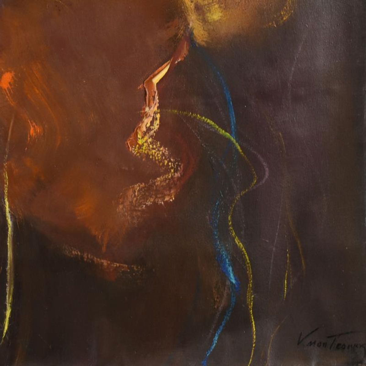 Victoria Montesinos, Original Oil Painting on Canvas (54" x 54"), Hand Signed with Letter of Authenticity.
