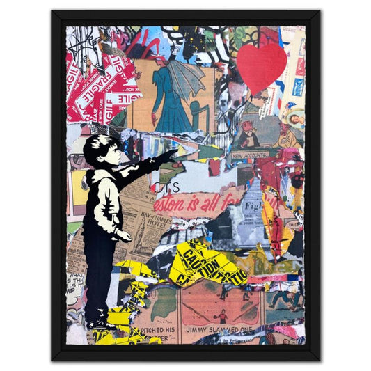 Mr. Brainwash, "Balloon Boy" Framed Unique (UNIQ) Mixed Media, Hand Signed with Certificate of Authenticity.