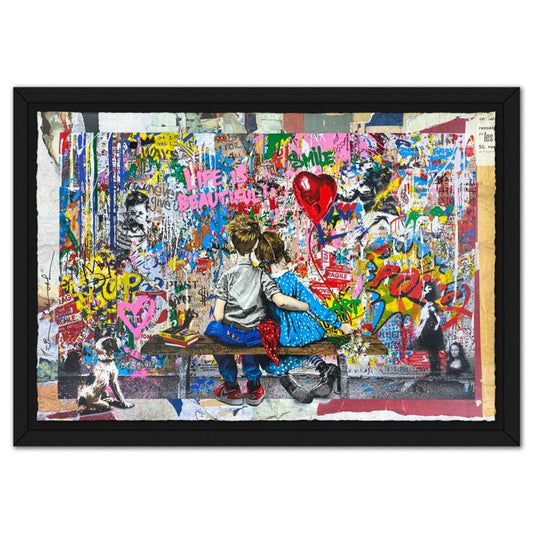 Mr Brainwash, "Beautiful Together, 2023" Framed Unique (UNQ) Mixed Media, Hand Signed with Certificate of Authenticity.