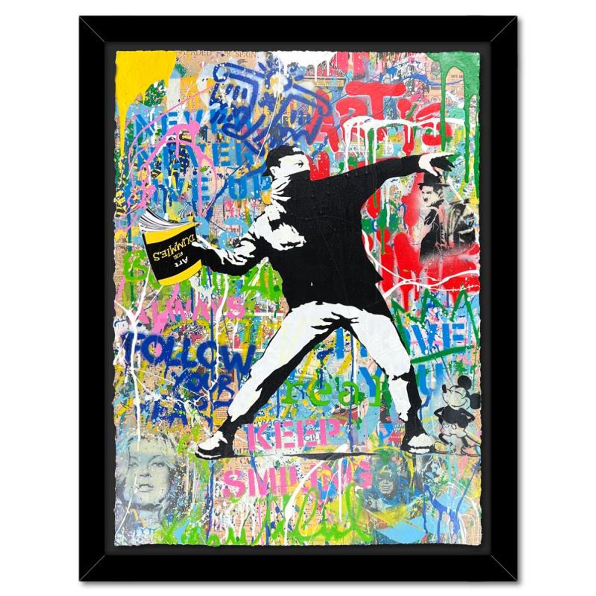 Mr. Brainwash, "Banksy Thrower" Framed Mixed Media Original, Hand Signed with Certificate of Authenticity.