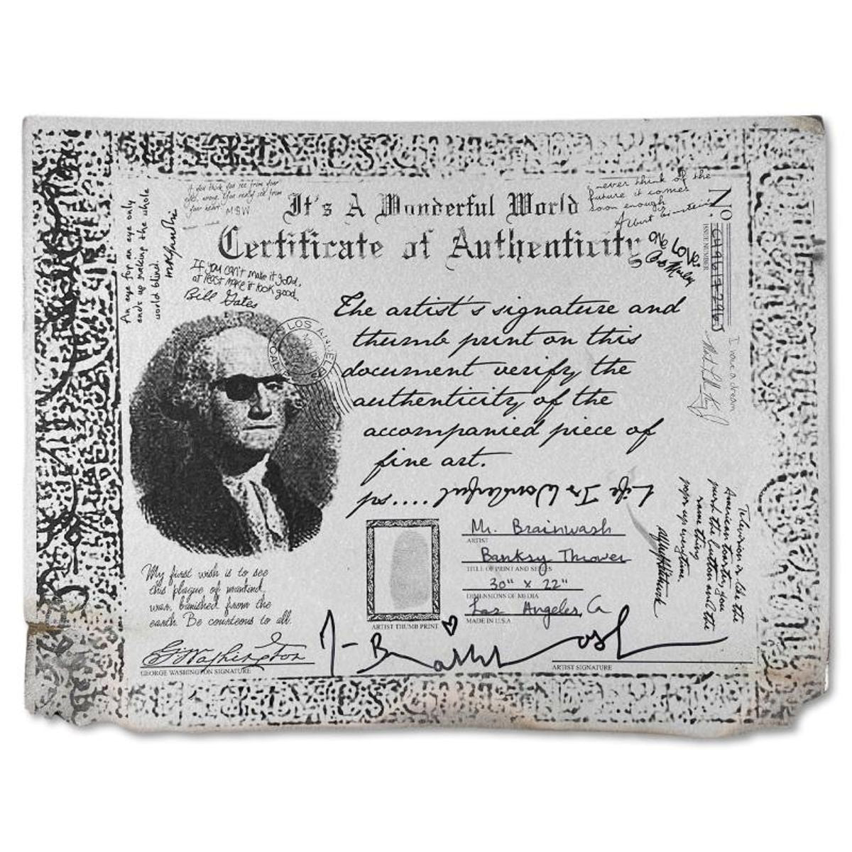 Mr. Brainwash, "Banksy Thrower" Framed Mixed Media Original, Hand Signed with Certificate of Authenticity.